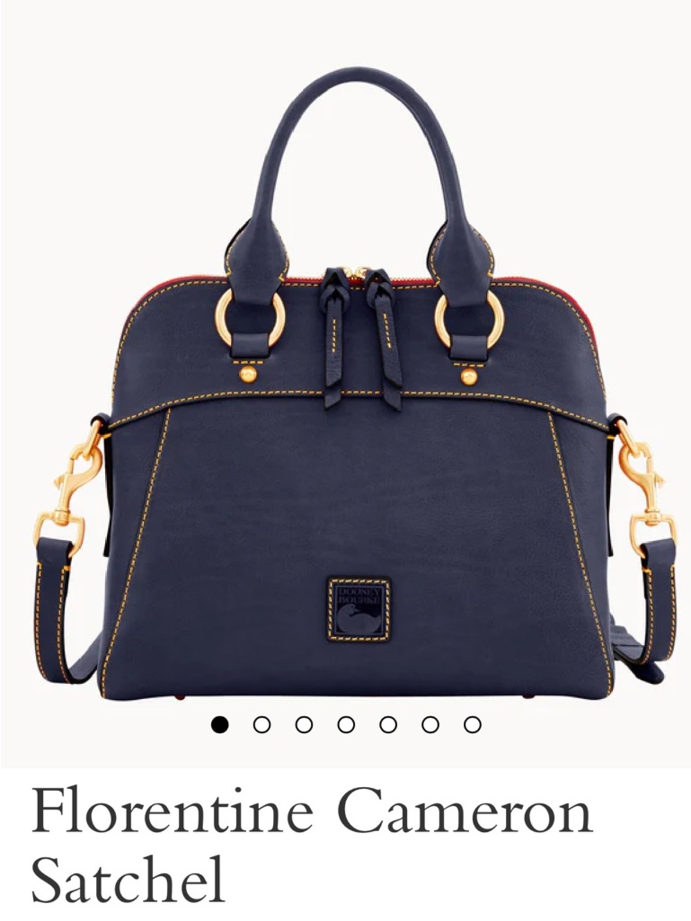 Dooney & Bourke Navy Florentine Satchel with Red Trim